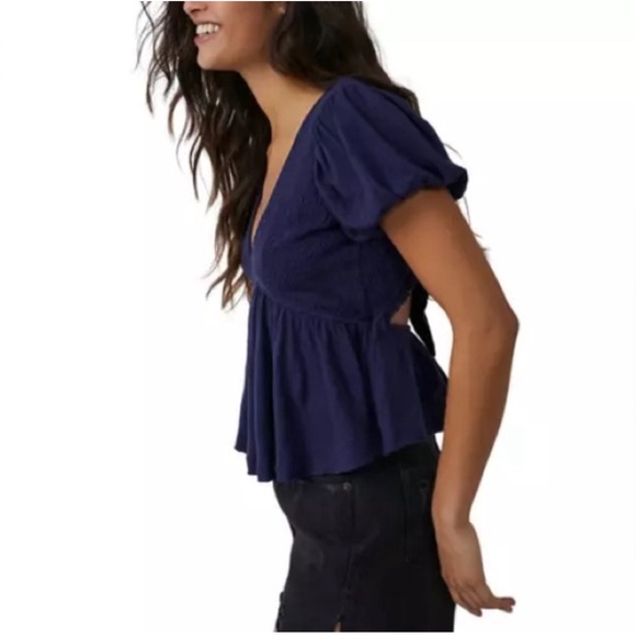 Free People Charlotte Peplum Open Back Top NWOT - Picture 4 of 12